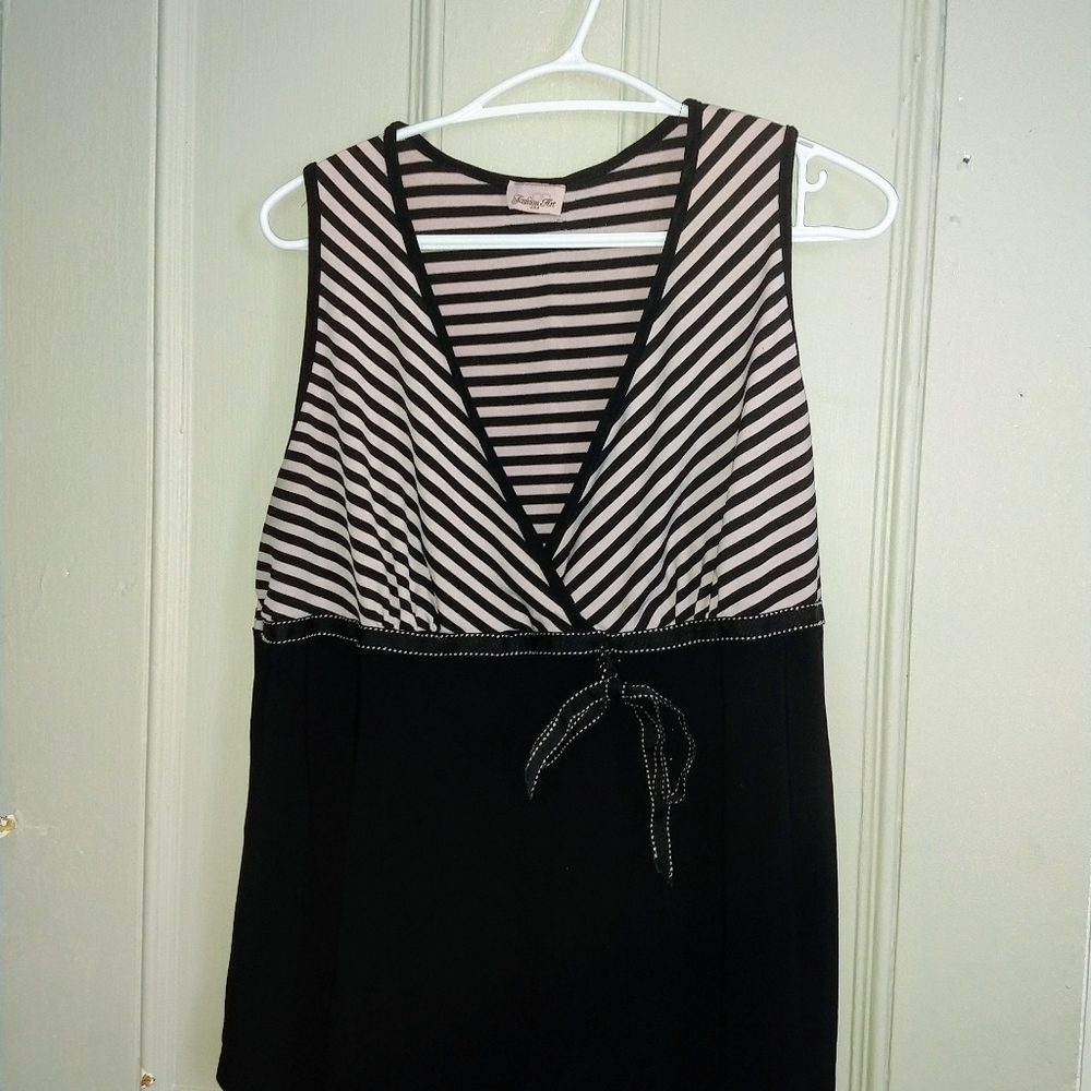 Pink and black striped tank